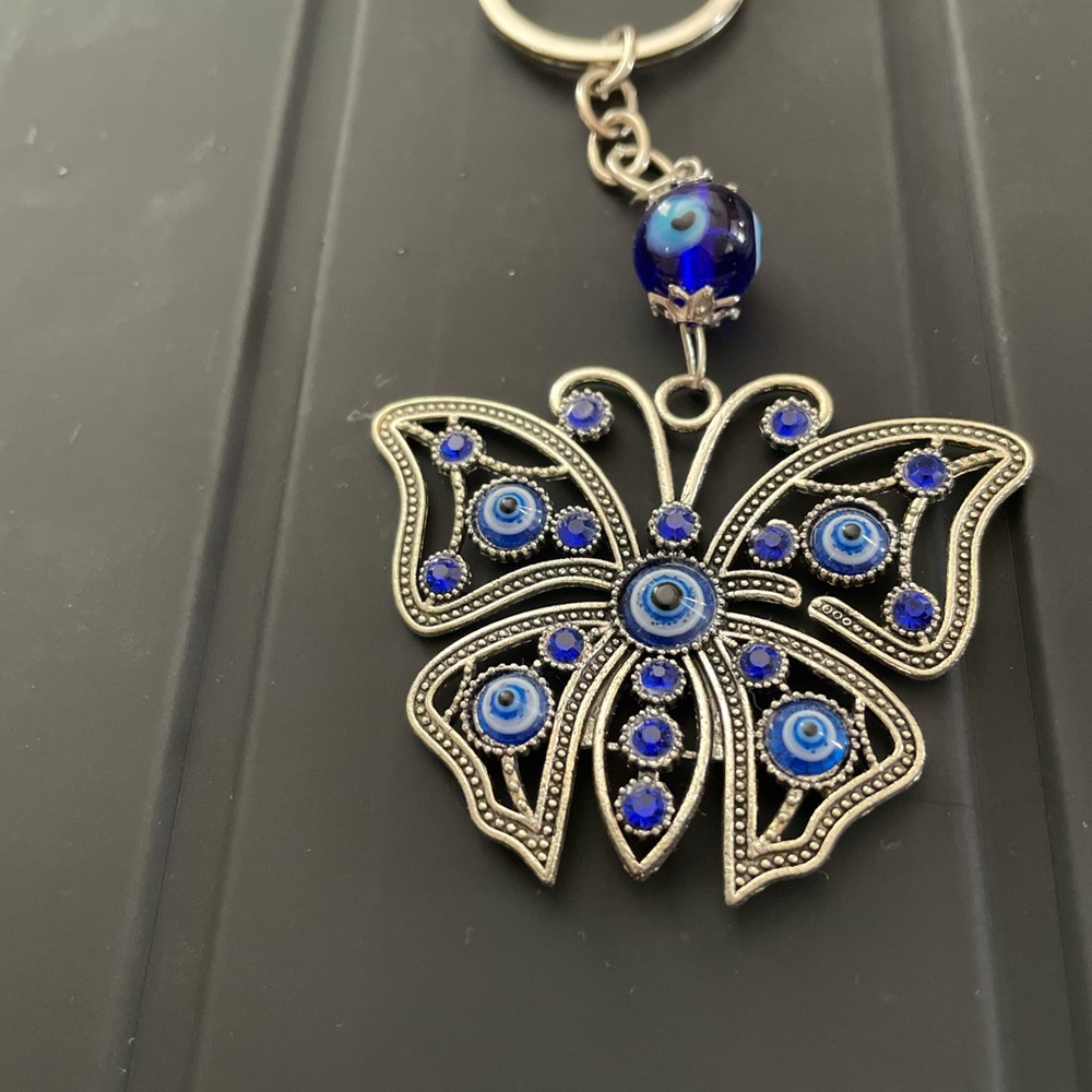 Evil Eye Blue Butterfly Key Holder